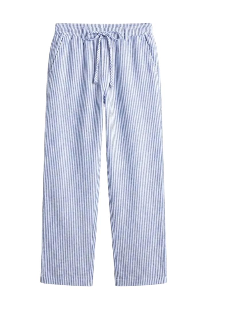 Leinen Hose Blau Weiß