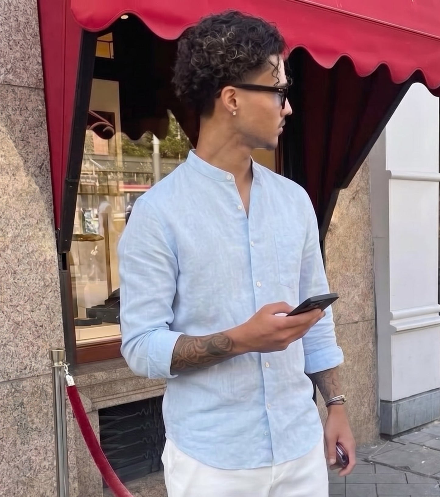 LINEN SHIRT Stehkragen