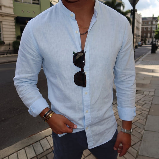 LINEN SHIRT Stehkragen